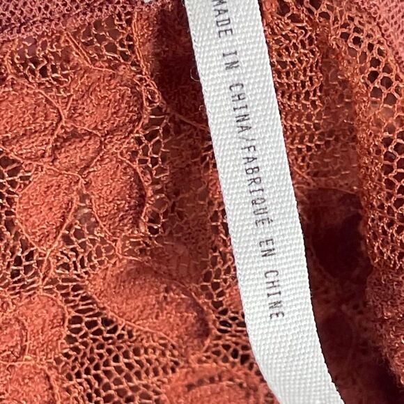 Intimately Free People Burnt Orange Lace Top Lattice Tie Sleeves Sz XS - Picture 6 of 9